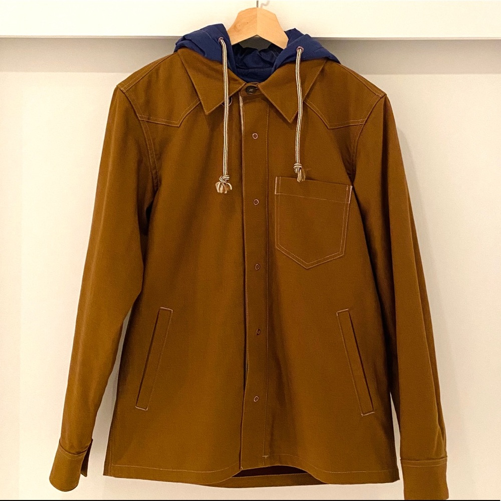 Acne camel jacket with detachable hoodie